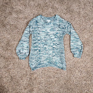 New York & Company Knit Blue Green Sweater Blouse Womens Size Small